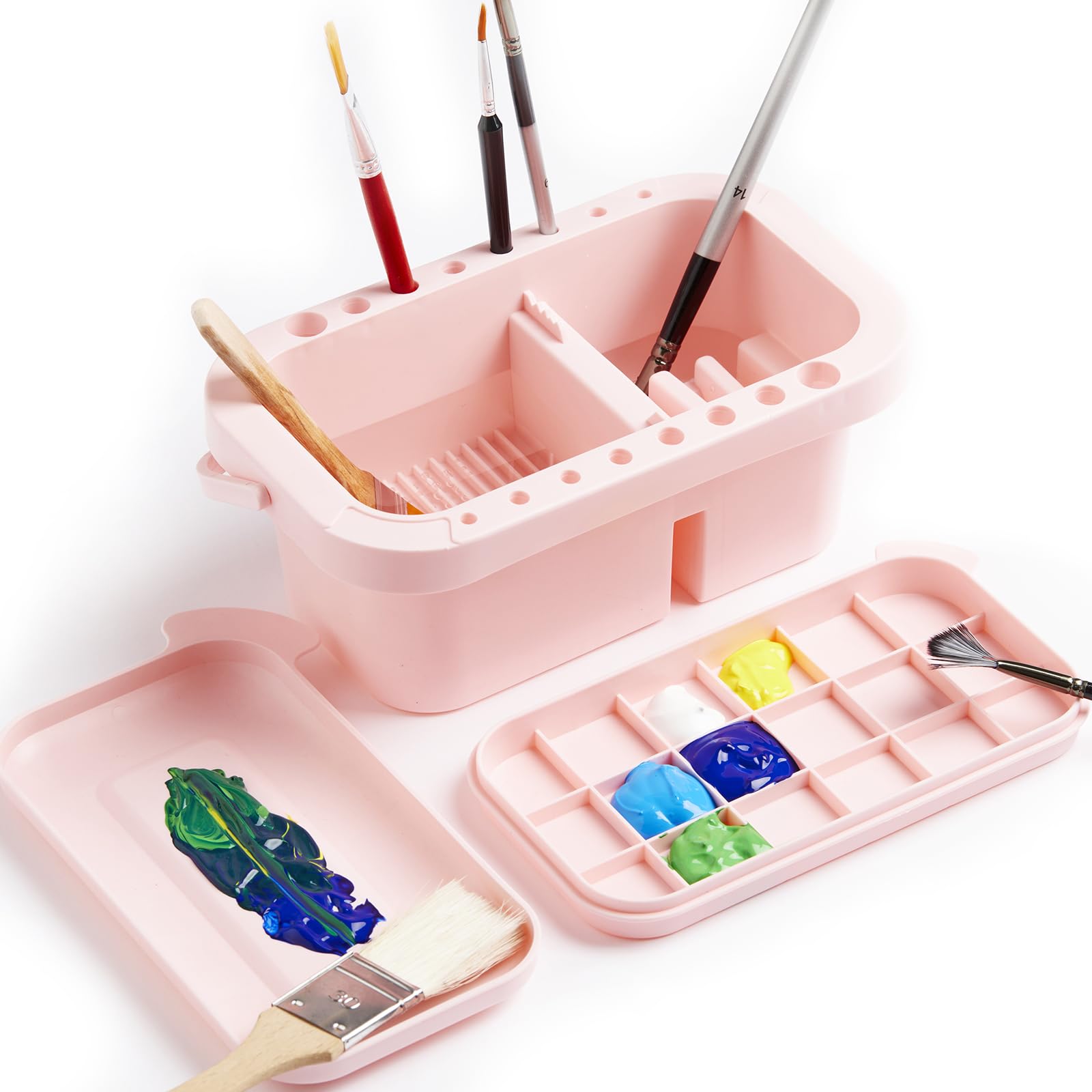 SEVENY Multifunctional Paint Brush Cleaner &amp; Holder, Pink