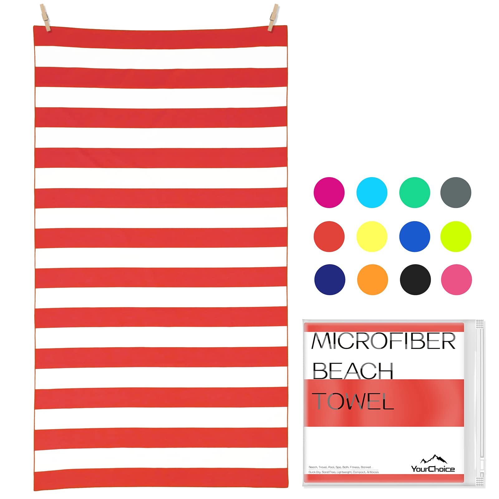 Your Choice Microfiber Quick Dry Sand-Free Beach Towel for Adults & Kids (67x35 Inch, 60x30 Inch) - Oversized, Compact, Lightweight, Absorben