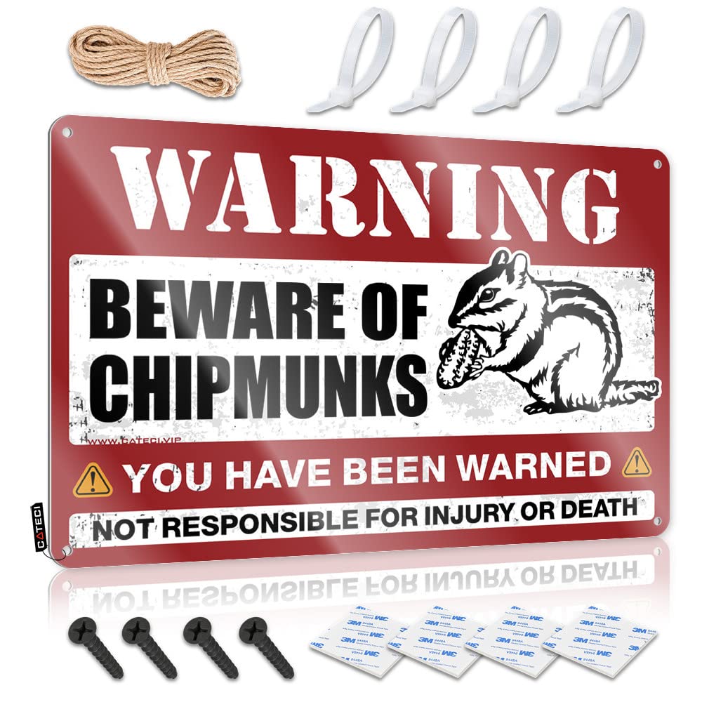 STWNVOITV Funny Room Decor Beware Of Chipmunks Tin Sign Tin Signs For Man Cave Metal Tin Signs Funny(30X40CM)
