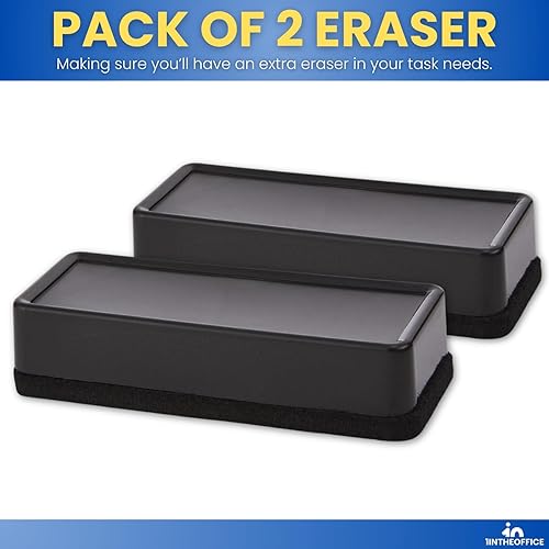 Miniatura 8 de 1InTheOffice Borrador de borrado en seco, borrador de pizarra blanca, borrador de pizarra, negro, paquete de 2