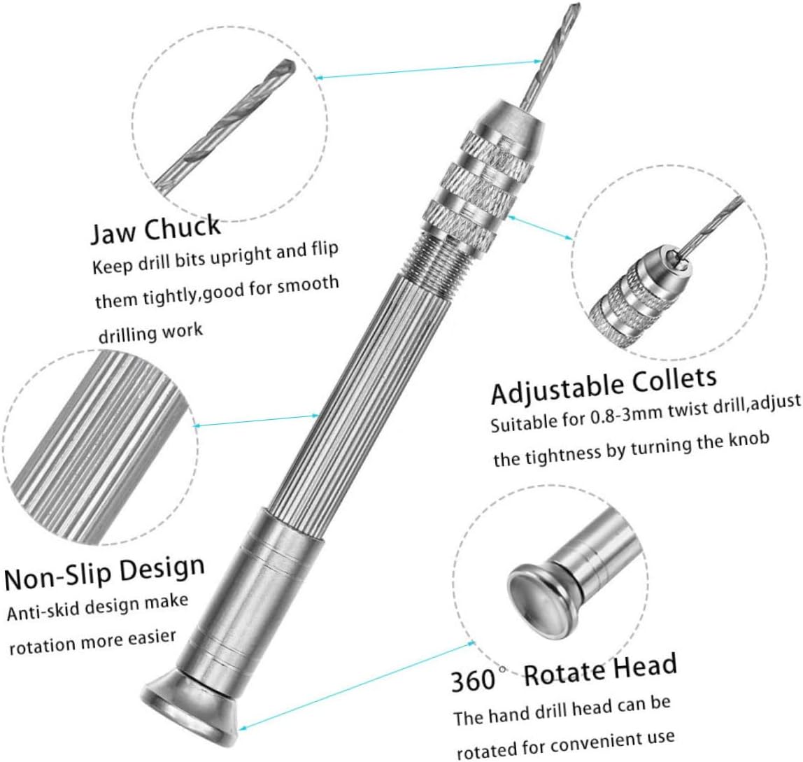 Precision Pin Vise Drill Bits Set Vise Hand Drill for Miniatures Resin Hand Tool