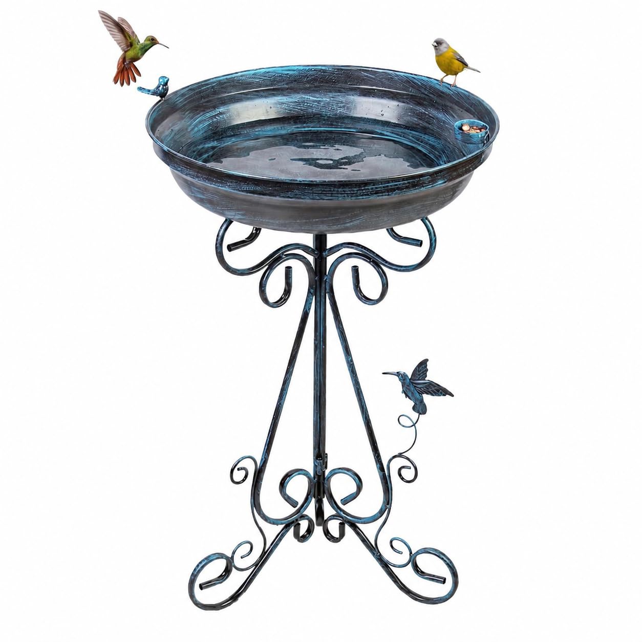 Metall Vogelbad Eisen Vogeltränke Metall Schale Klassische Struktur Strapazierfähiges Material für Garten Balkon Terrasse Outdoor