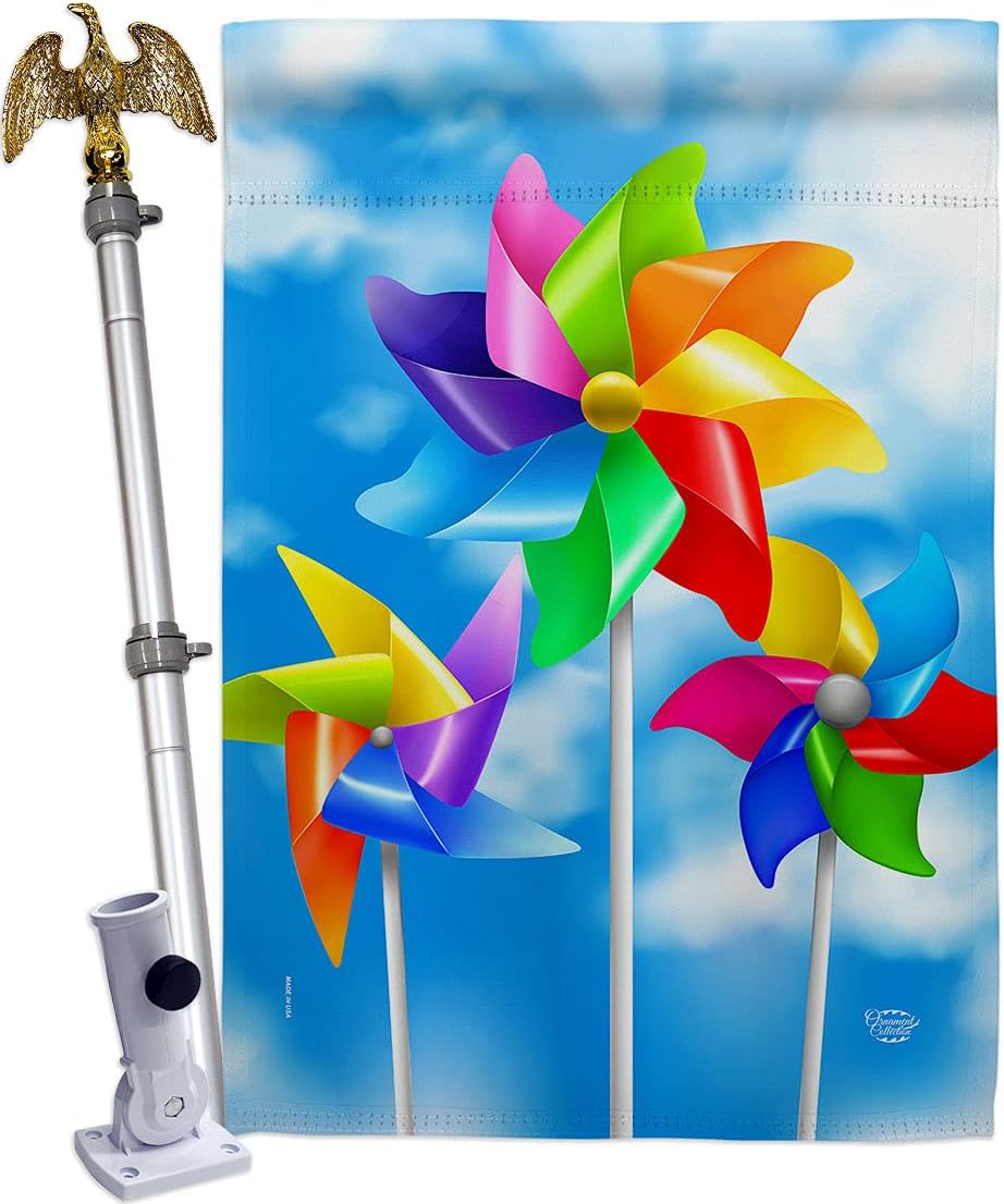 Pinwheels House Flag Summertime Fun and Sun Beach Pool Luau Tropical Party Season Outdoor Sunny Small Decorative Gift Yard Banner Made In USA 28 X 40