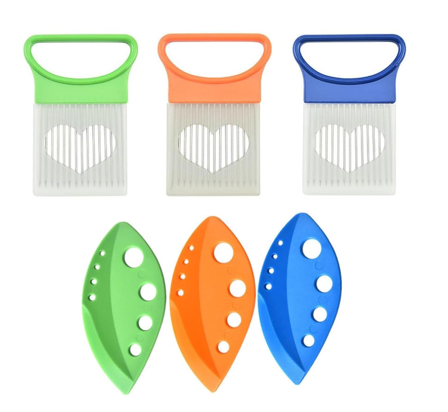 Multifunctional Kitchen Tool Set Stainless Steel Onion Holder With Leaf Stripping Tool,Slices Food Slicer Assistant Kitchen Gadgets For Vegetable Tomato Potato Cucumber Meat (Blue;Orange;Green)