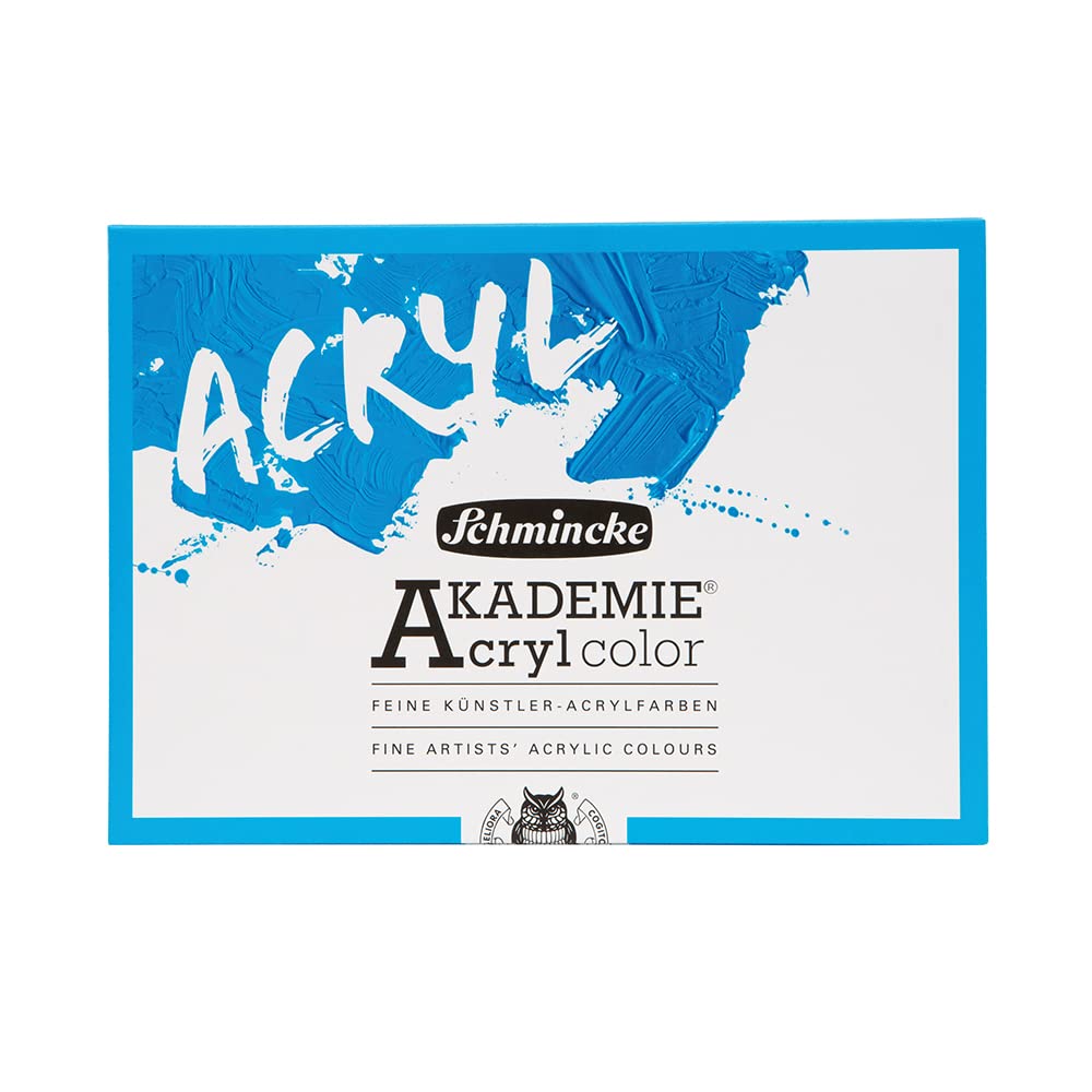 Schmincke - Acrílicos AKADEMIE®, 6 tubos de 60 ml, 76 759 097, estuche básico pequeño, tonos brillantes y muy resistentes a la luz, sin cadmio, acrílicos para artistas finos