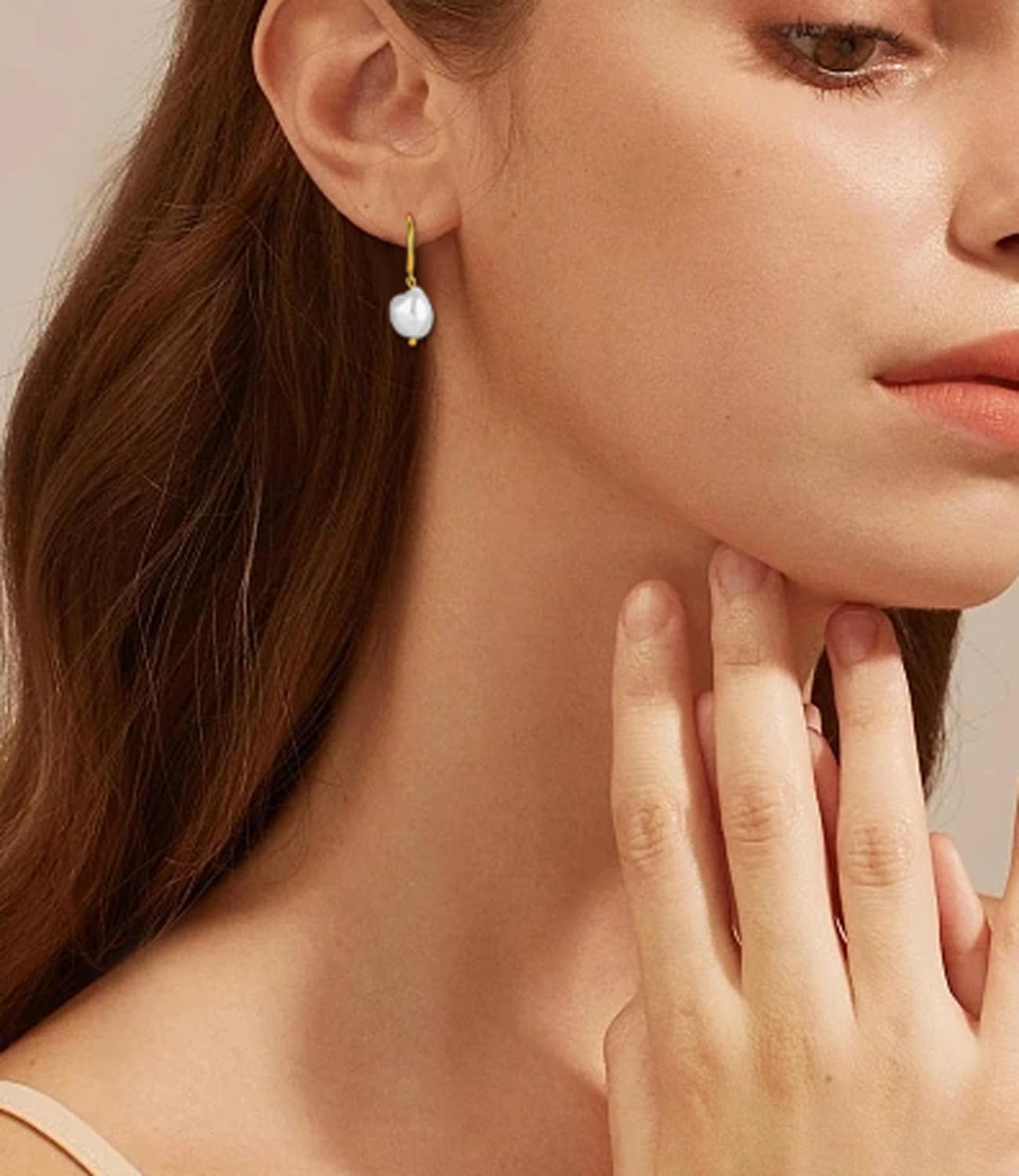 Baroque Pearl Hoop Earrings for Women 925 Sterling Silver Freshwater White Pearl Hoop Huggie Earrings Birthday Party Jewelry Gift
