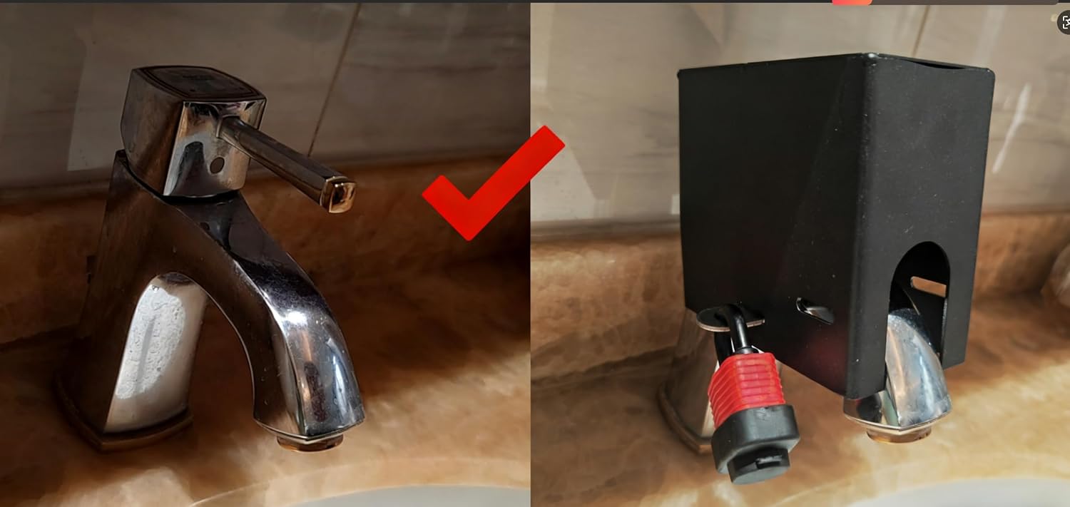 Faucet Lock for Dementia - Child Proof & Pet Proof Spigot Cover for Kitchen & Bathroom, Anti-Touch Faucet Cover for Kids Toddlers Babies | Must Double Check Sizes of Faucets (Small)