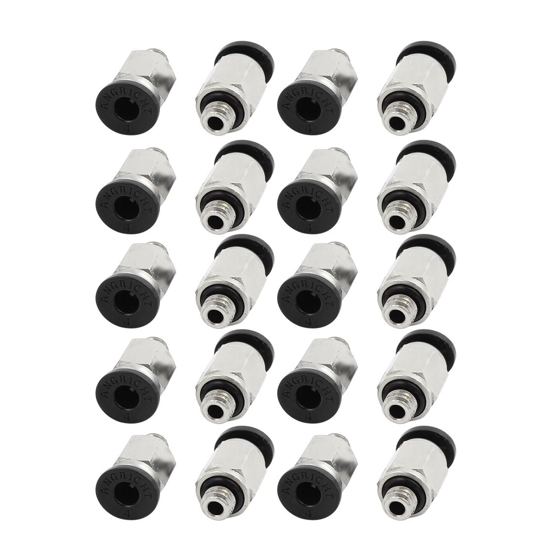 Uxcell Men's Silver Sourcingmap 20Pcs M6 Thread Dia 4Mm Push In Joint Pneumatic Connector Fitting