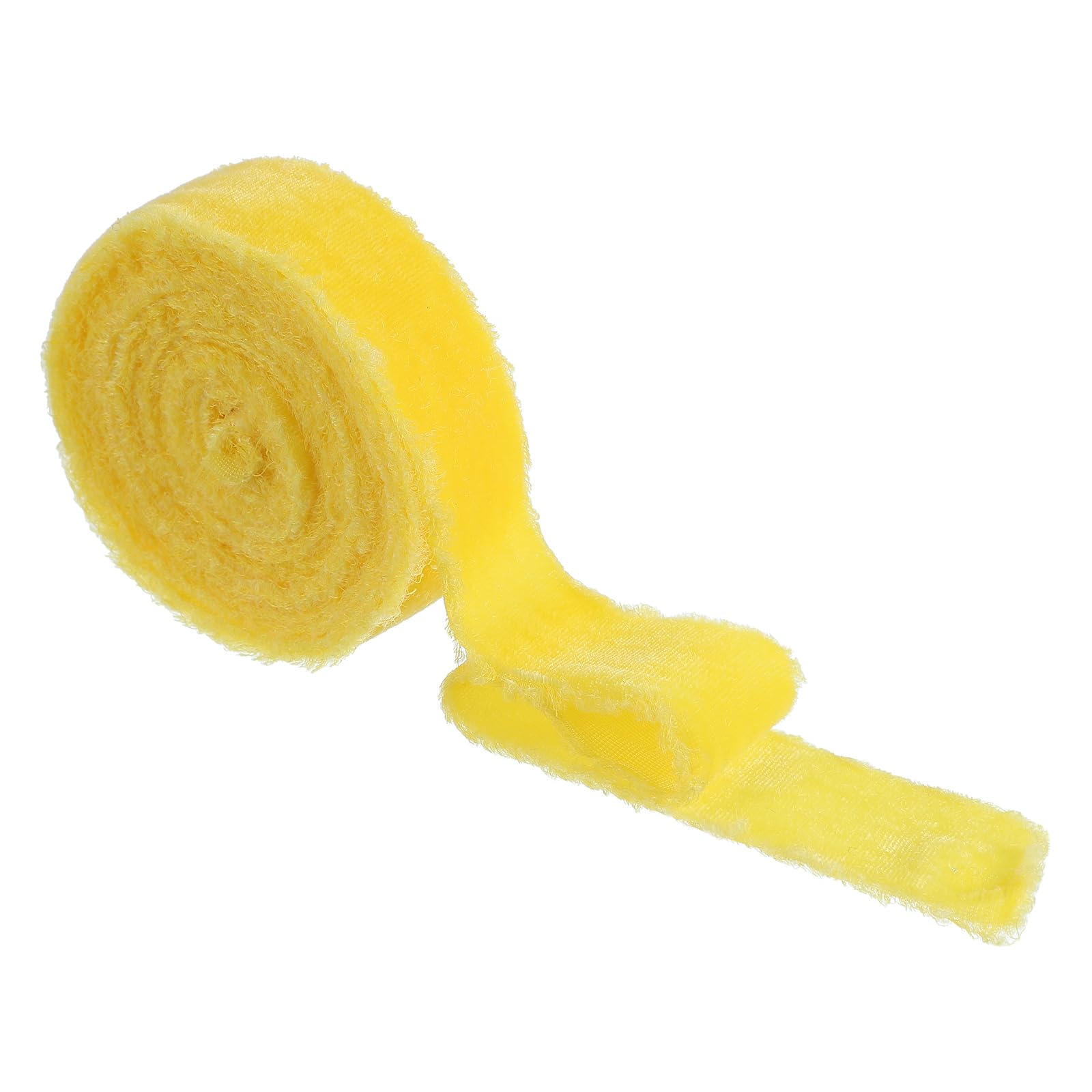 Ruban de velours jaune fait main à bords effilochés 2,5cm x 6m