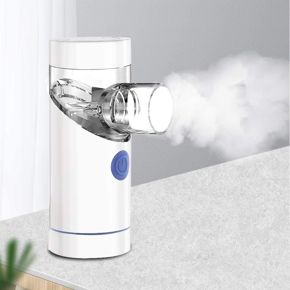Nebulizador Eléctrico Inhalador Portatil Ruido Bajo USB Recargable con Boquilla y 1 máscara de adulto y 1 máscara de niño