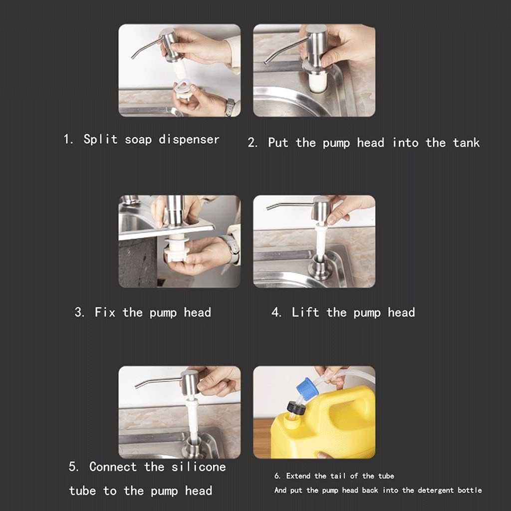 Soap/Lotion Dispenser for Kitchen Sink, Built in Design with 1.2 Meter Extension Tube Directly to Soap Bottle Soap dispensers, Silver