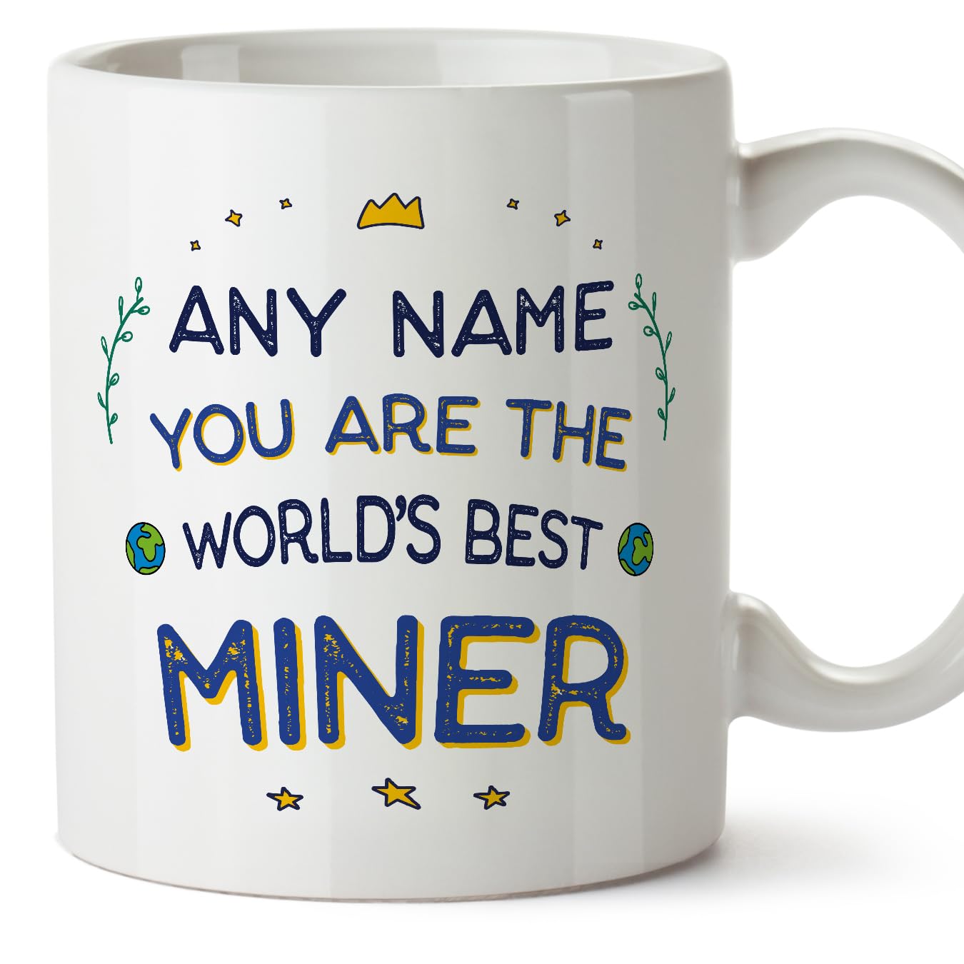 MUGFFINS Personalised Mug for Miner - in English - World's Best - Funny Custom Gift for Colleagues - Ceramic 11oz Mug
