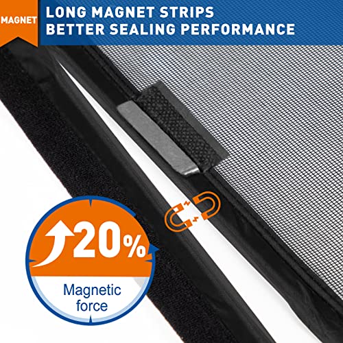 Magzo Magnetic Screen Door Fits Door Size 38 X 82 Inches, Screen Size 40 X 83 Inch Reinforced Side Opening Mesh Curtain Polyester Heavy Duty Screen With Full Frame Hook&Loop-Black #TOP2