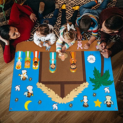 Watinc CA-WT-FELT STORYBOARD-JESUS-41P 42Pcs Nativity Baby Jesus Birth Felt Story Board Set Christmas Storytelling Party Supplies Xmas He Is Risen Jesus Crucifixion Resurrection Early Learning Play Kit For Toddlers Kids thumb #3
