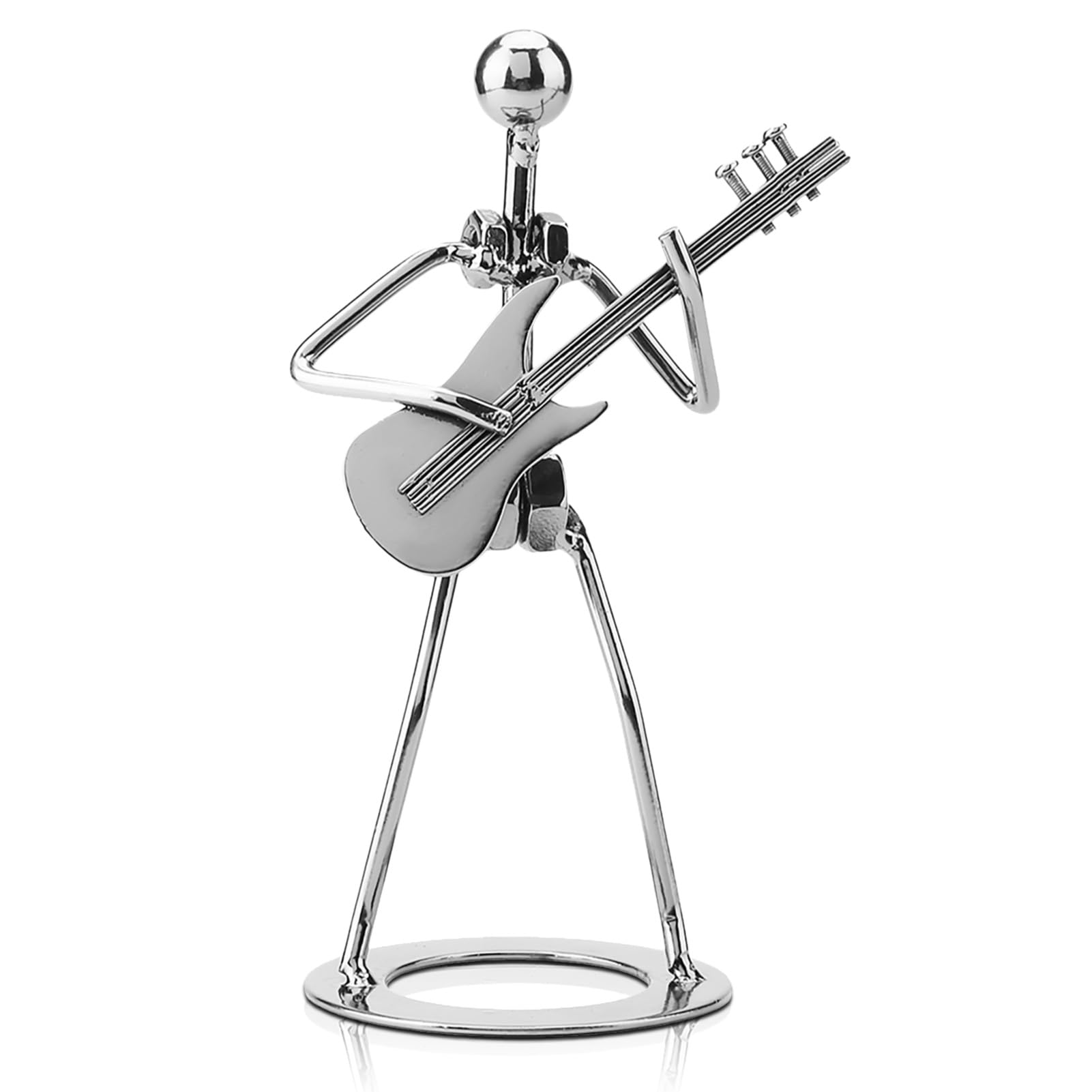 Statua del chitarrista, giocatore di musicista di ferro Statuetta da collezione Chitarra di metallo Scultura Decorazione musicale Decorazione musicale rock Statua di chitarrista statuette di musicisti