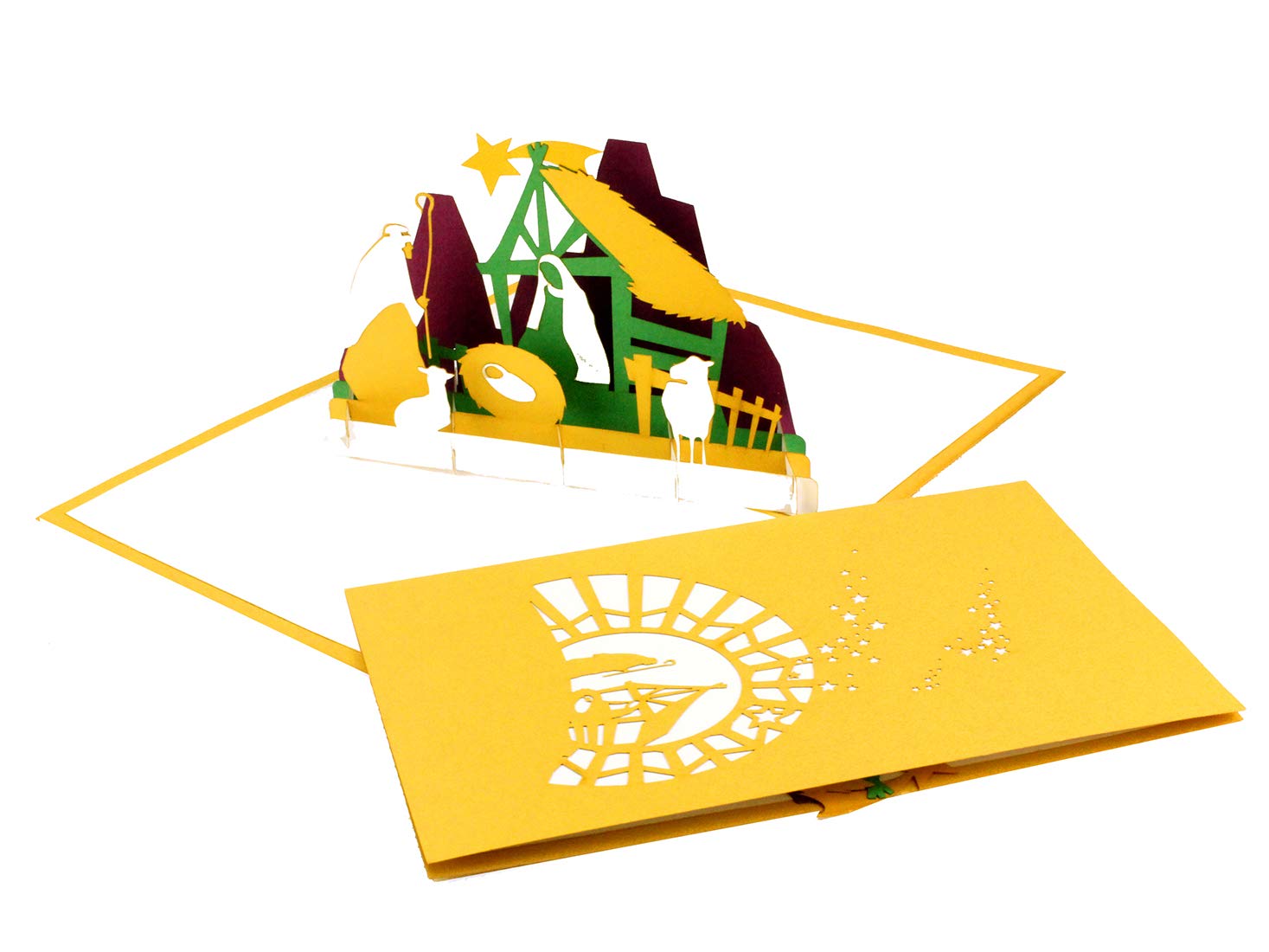 Carte De Noël Pop-up 3D - Carte De Vœux « Crèche De Noël Avec étoile