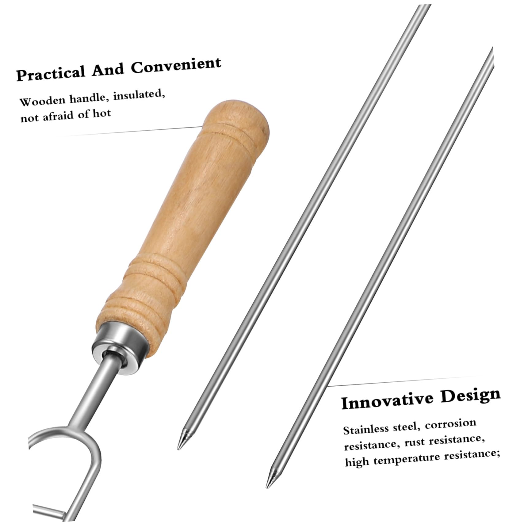 Spiedini Barbecue in Acciaio Inox 8 Pezzi, Doppia Punta | Barbecue Meat Skewer, Kabob Skewer, Serving Skewer, Festa Estiva, Borsa con Coulisse Colore Casuale