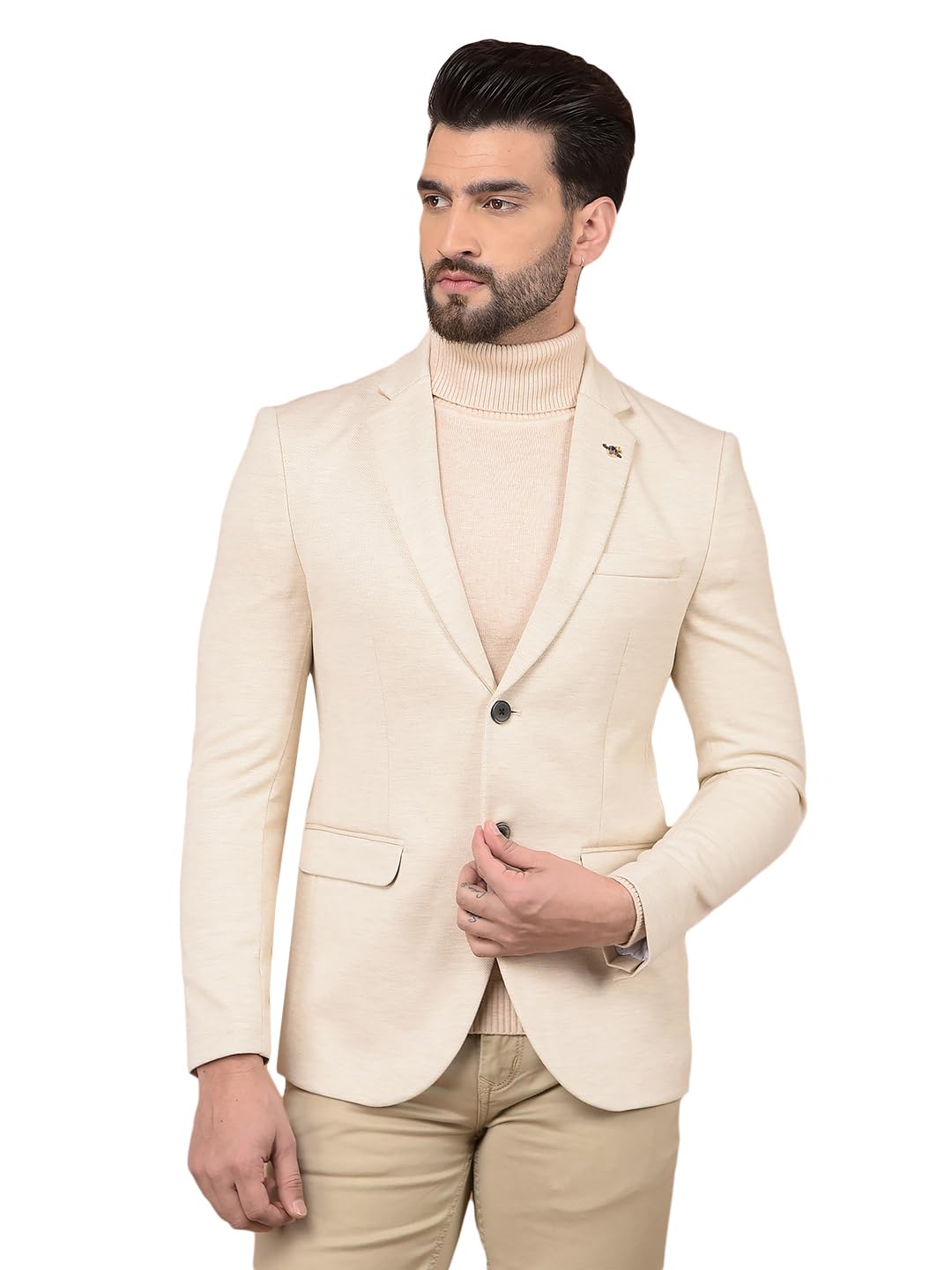 crimsoune club Men's Beige Single Breasted Blazer-picture-10