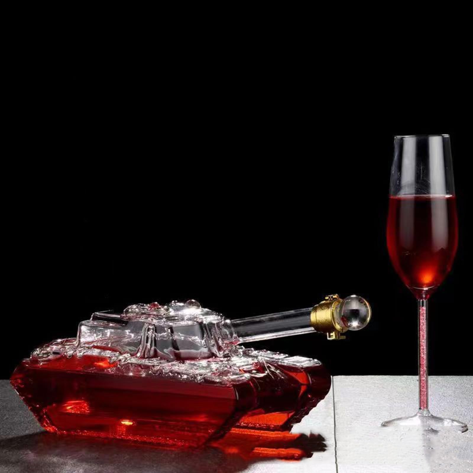 Decantador, Jarra De Vino Vacía Vidrio Transparente Donante Licor Alcohol Recargable for Regalo Veteranos Militares,1500ml
