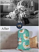 Vista 5 de Swono Bolsa grande de ropa sucia de alpaca para cesta de lavandería, diseño de llamas de dibujos animados, animales lindos, lavable a máquina