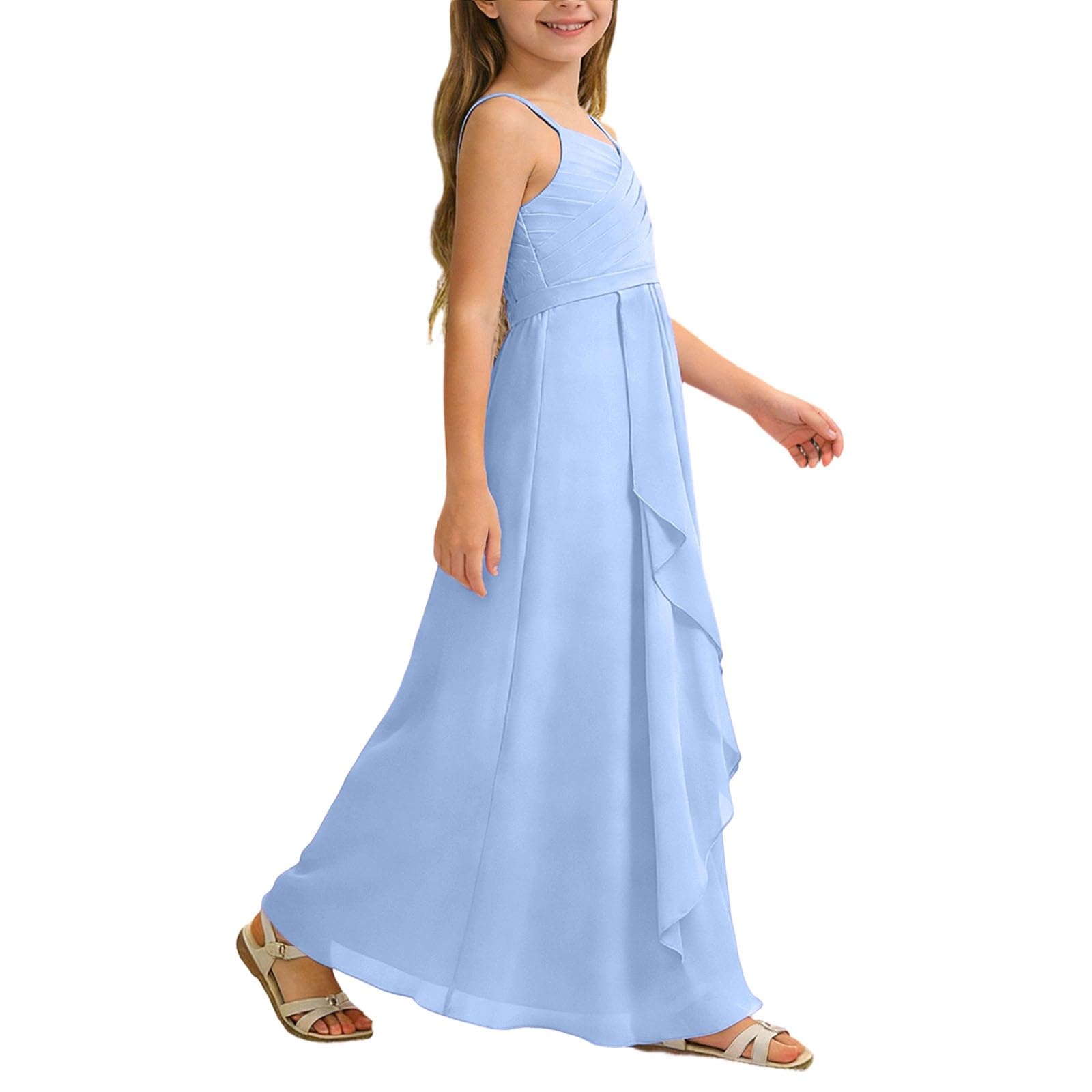 WWricotta Abito Lungo in Chiffon Svolazzante per Ragazze, Modello da Damigella d’Onore Junior in Tessuto Leggero, Perfetto per Matrimoni e Cerimonie/A