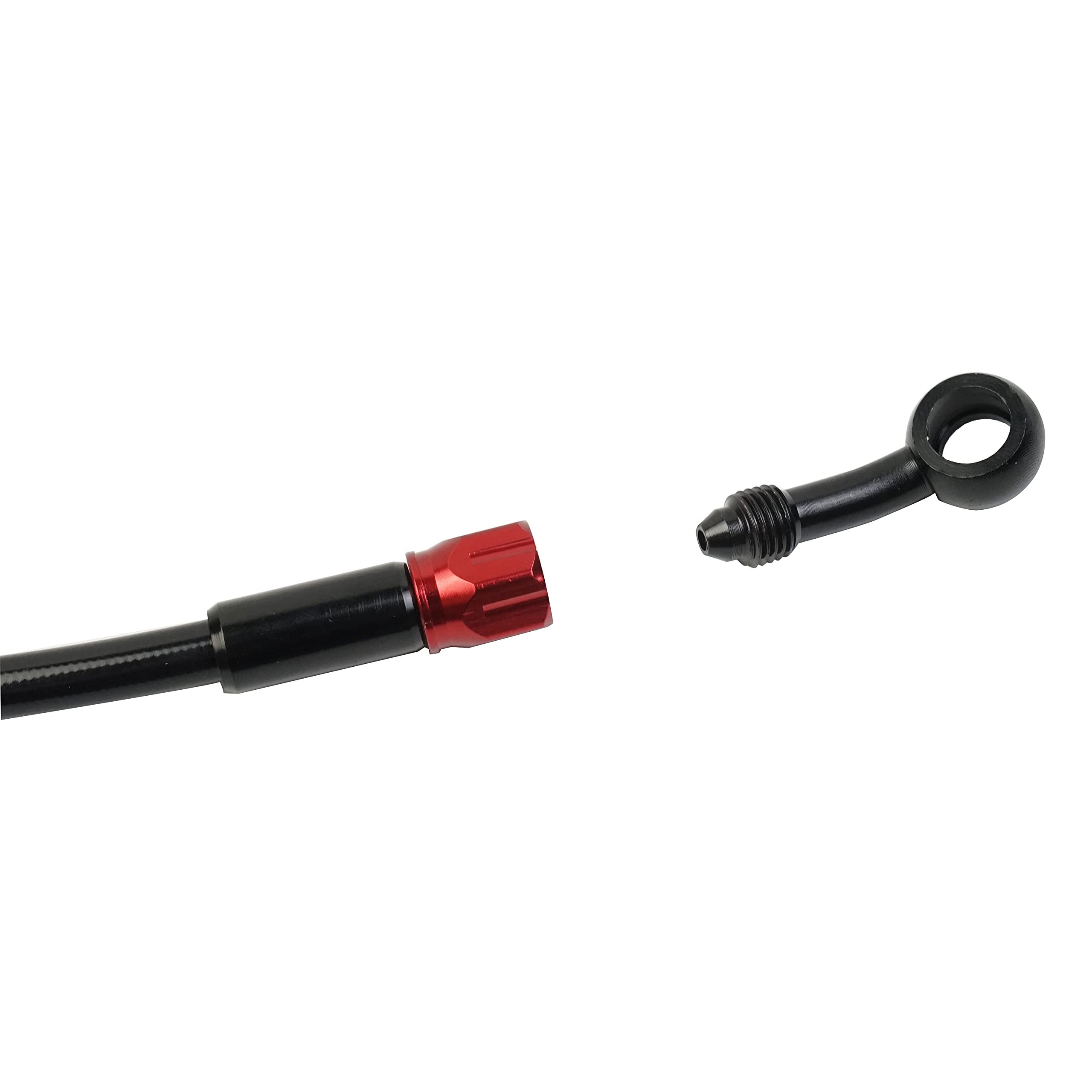 Tuyau de frein de moto tressé AN3 400 à 2400 mm AN3 Tuyau de fluide d'huile DOT en acier inoxydable pour VTT, moto tout-terrain, moto de course, banjo (Black, 1100mm)