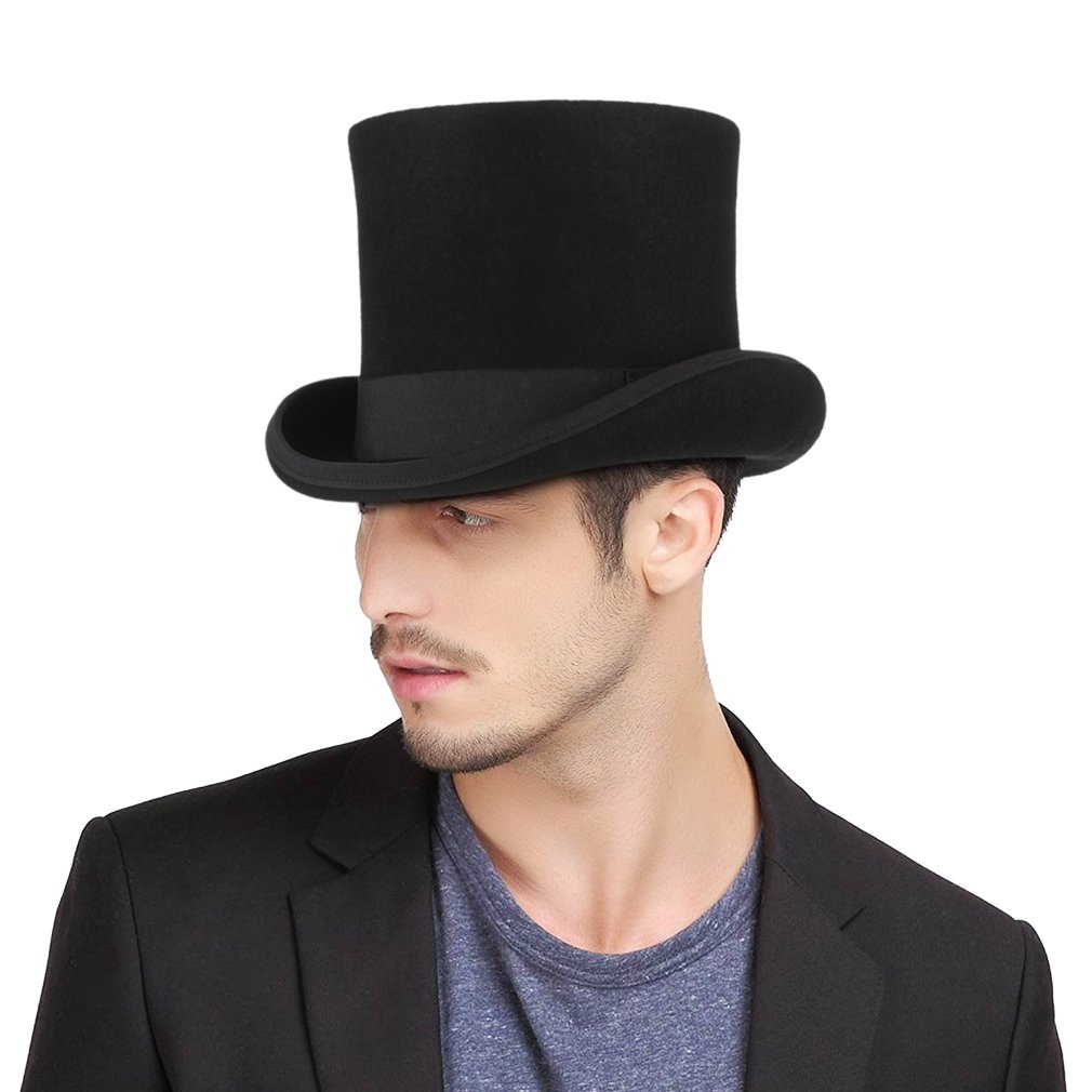 La Vogue Homme Chapeau Haut Magicien Laine Classique Traditionnel Fête Hiver Automne Noir S