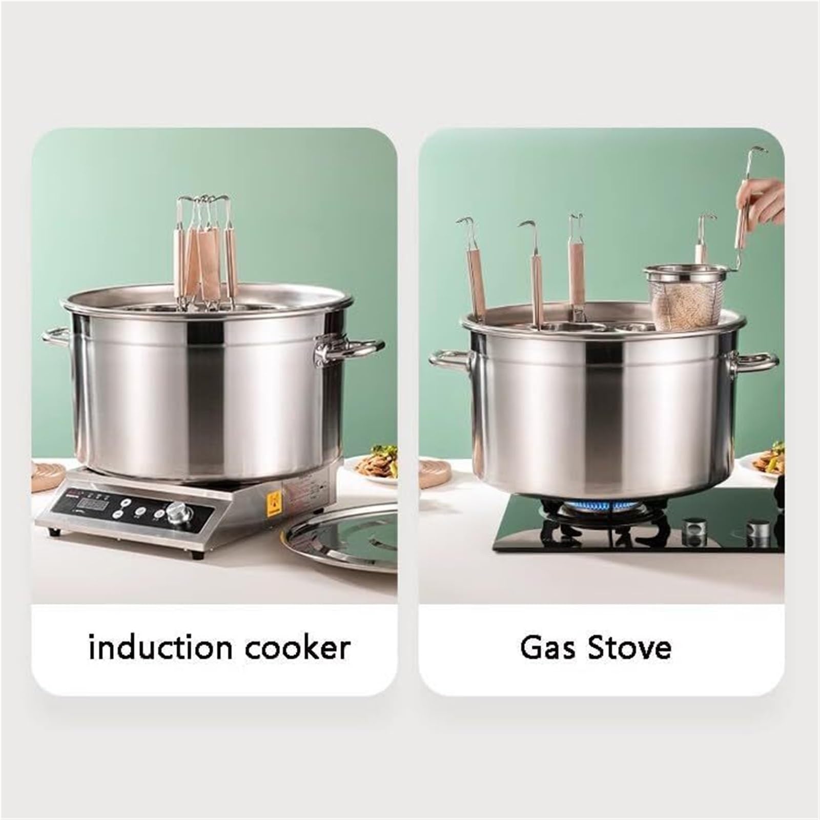 MRKU Set per cuocipasta - Pentola Commerciale con cestello per la Cottura a Vapore - Coperchio appendibile e Manici sicuri - Compatibile con Vari fornelli