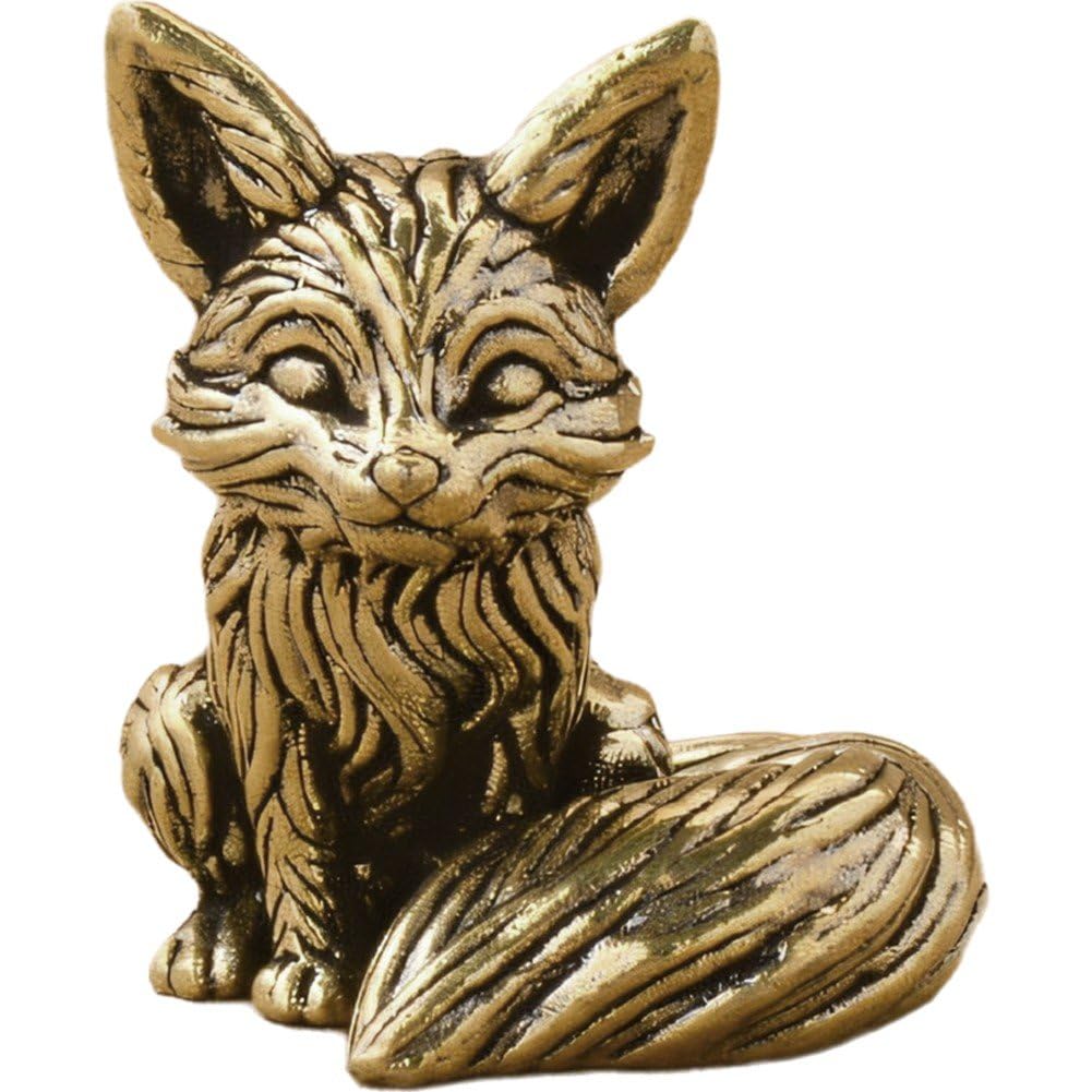 Amazon.co.jp: キツネの置物 風水グッズ 狐 かわいい きつね 動物 銅製