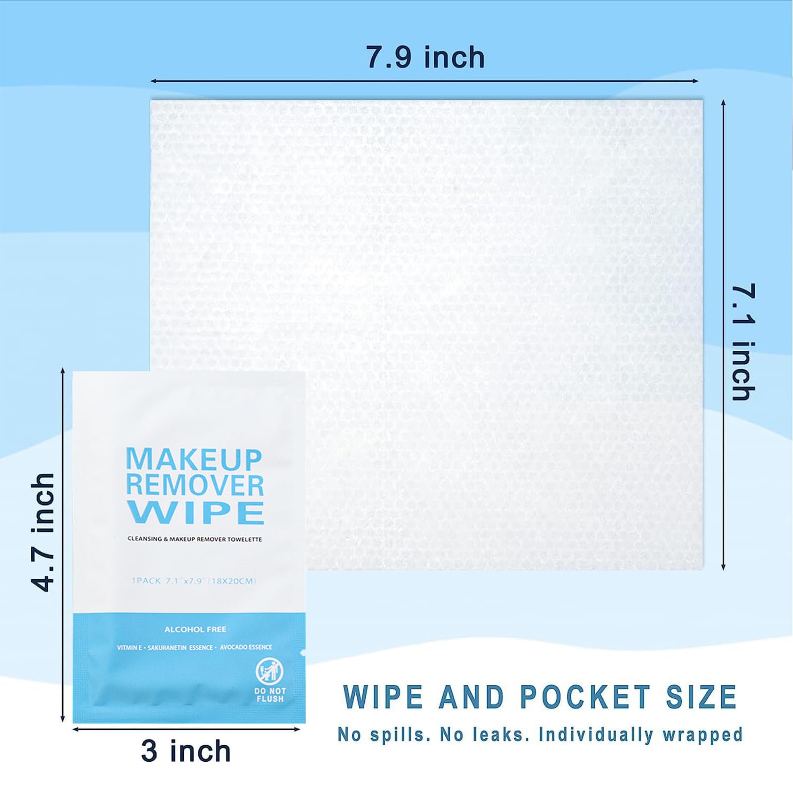 Lot de 100 lingettes démaquillantes individuelles, lingettes nettoyantes, chiffon démaquillant de voyage pour voyage, hôtel, soins de la peau, nettoyage du visage