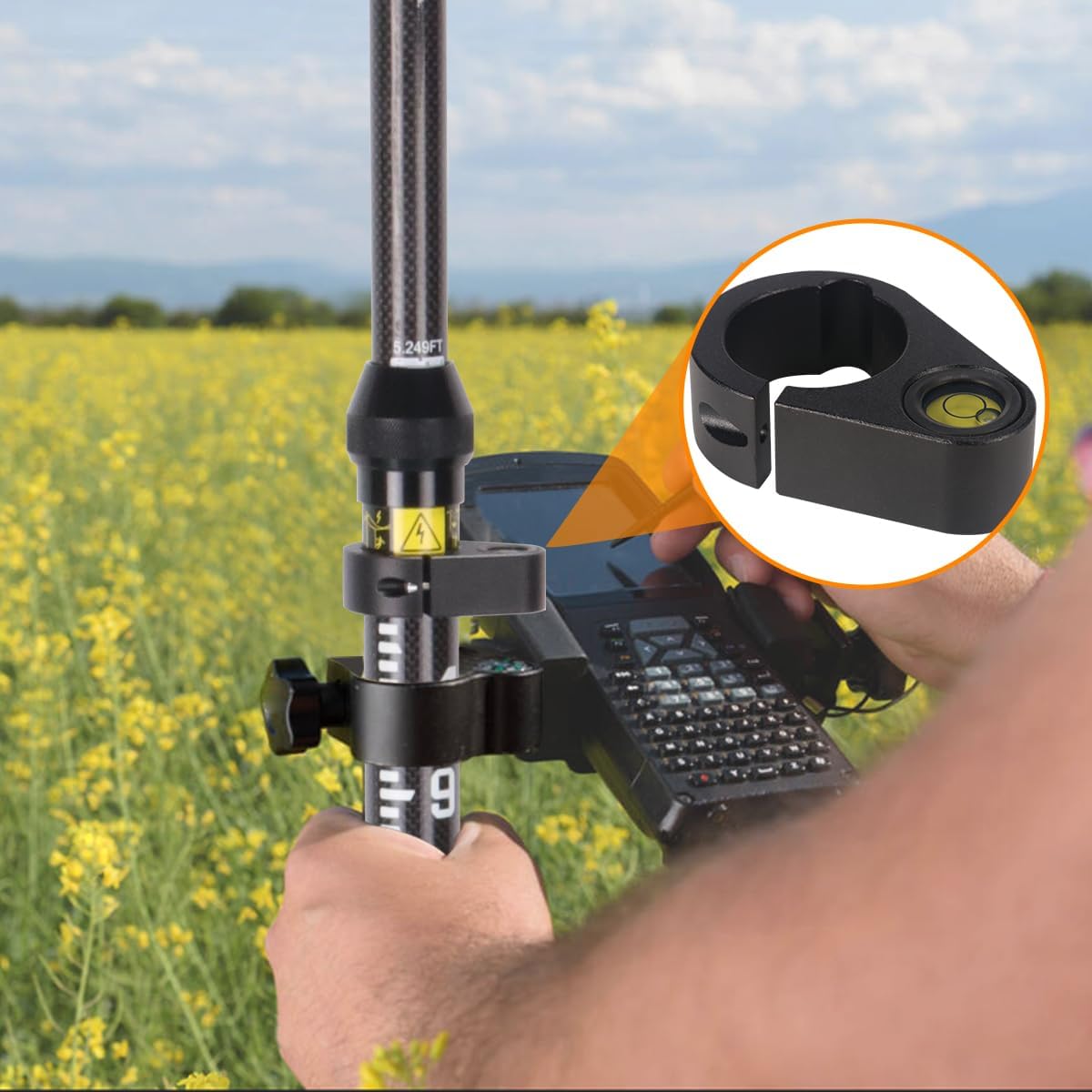 MOETER GPS Pole Level with 40-Minute Vial – Rod Leveler Bubble for 1.25" (32mm) OD Poles – Pipe/Post/String Level for Surveying and Mapping Rods