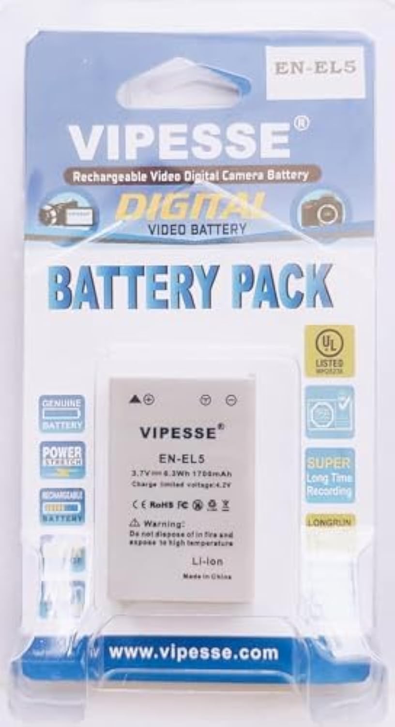 VIPESSE En-el5 Battery for Nikon CoolPix 3700 4200 5200 5900 7900 P3 P4 P80 P90 P100 P500 P510 P520 P530 P5000 P5100 P6000 S10 Digital Camera