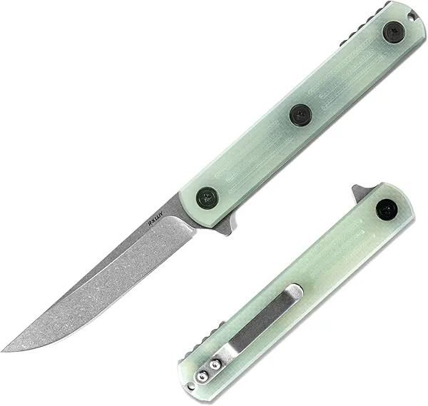 RXLUY Folding Pocket Knife, 3.19” 14C28N Steel Blade G10 Handle Praxis Small Flipper Liner Lock EDC Folding Knife, Sharp Survival Camping Hiking Hunting Tactical Knives for Men (Translucent Green)