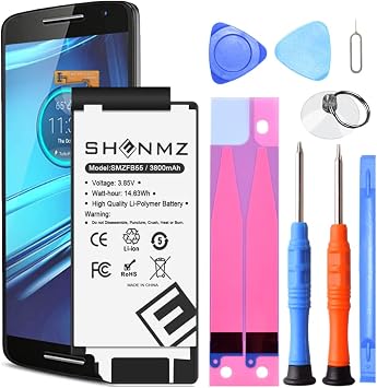 SHENMZ Moto Droid Turbo 2 Battery, Upgraded 3800mAh Li-Polymer Built-in FB55 SNN5958A Replacement Battery for Moto Droid Turbo 2 XT1581 XT1585 X Force with Repair Tool Kits