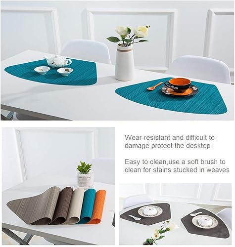 Miniatura 5 de Trendy Moon - Juego de 6 manteles individuales decorativos en forma de abanico con cuña de PVC, resistentes al calor, antideslizantes, para mesa