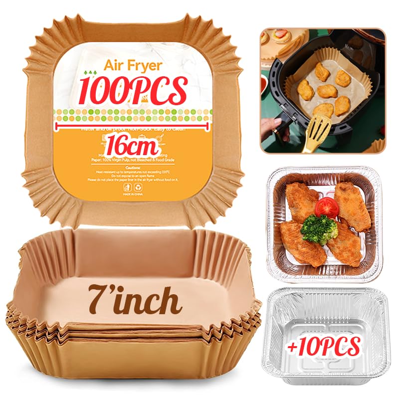 125 Pièces Papier Sulfurisé Pour Friteuse à Air, Doublures Anti-graisse