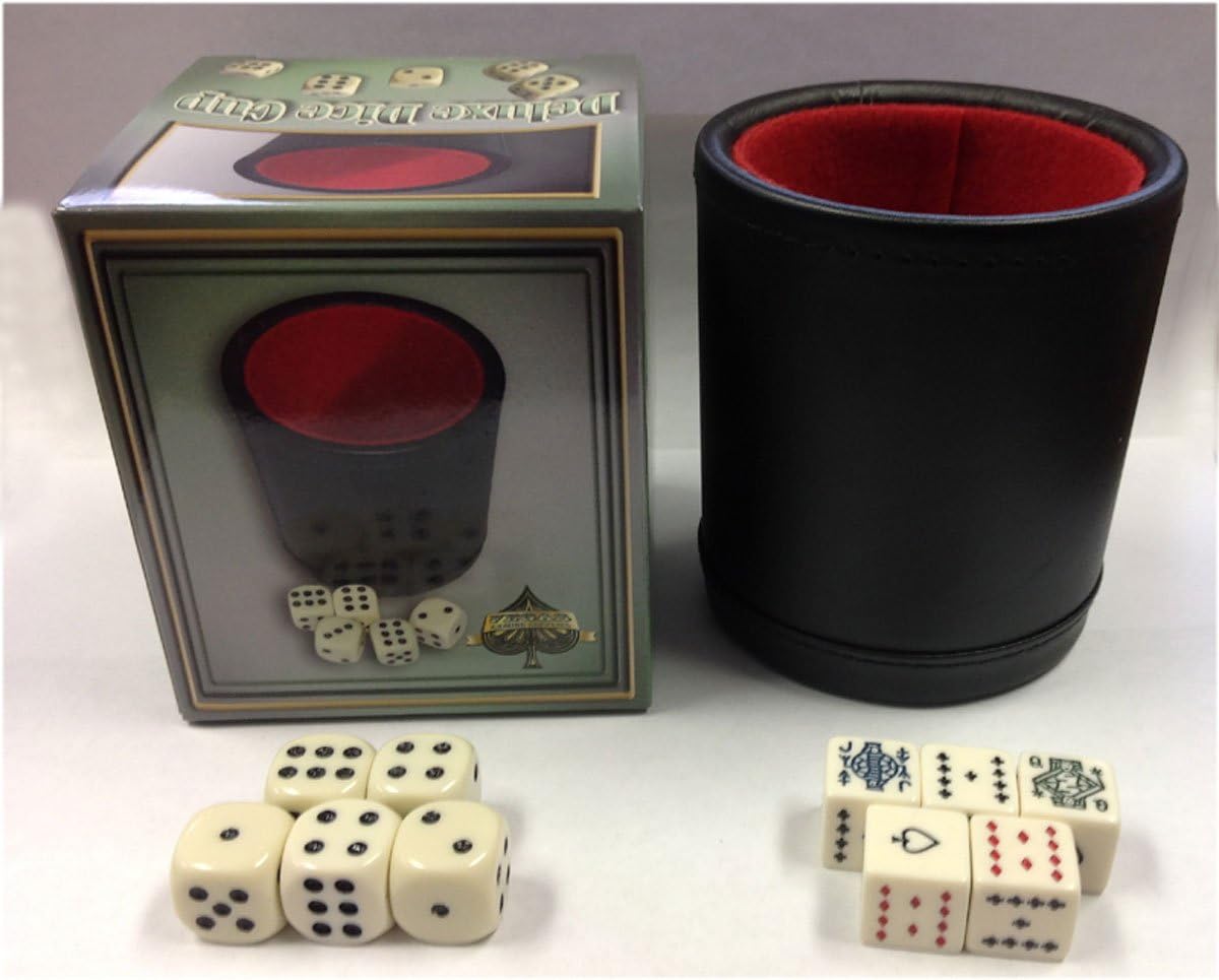 VEGAS GAMING SUPPLIES DELUXE Bar Style DICE CUP With 5 Regular & 5 Poker Dice