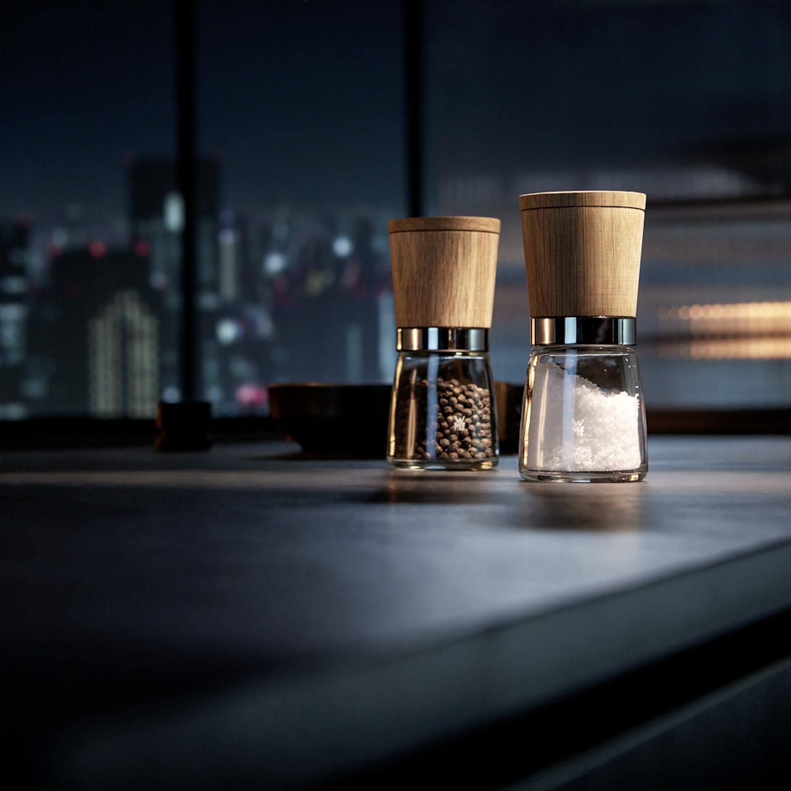 WMF Ceramill Nature Salz und Pfeffermühle Set 2-teilig, Gewürzmühle holz, unbefüllt, für Salz, Pfeffer, Chilli, Salzmühle, Pfeffermühle Holz, Grinder, Keramikmahlwerk