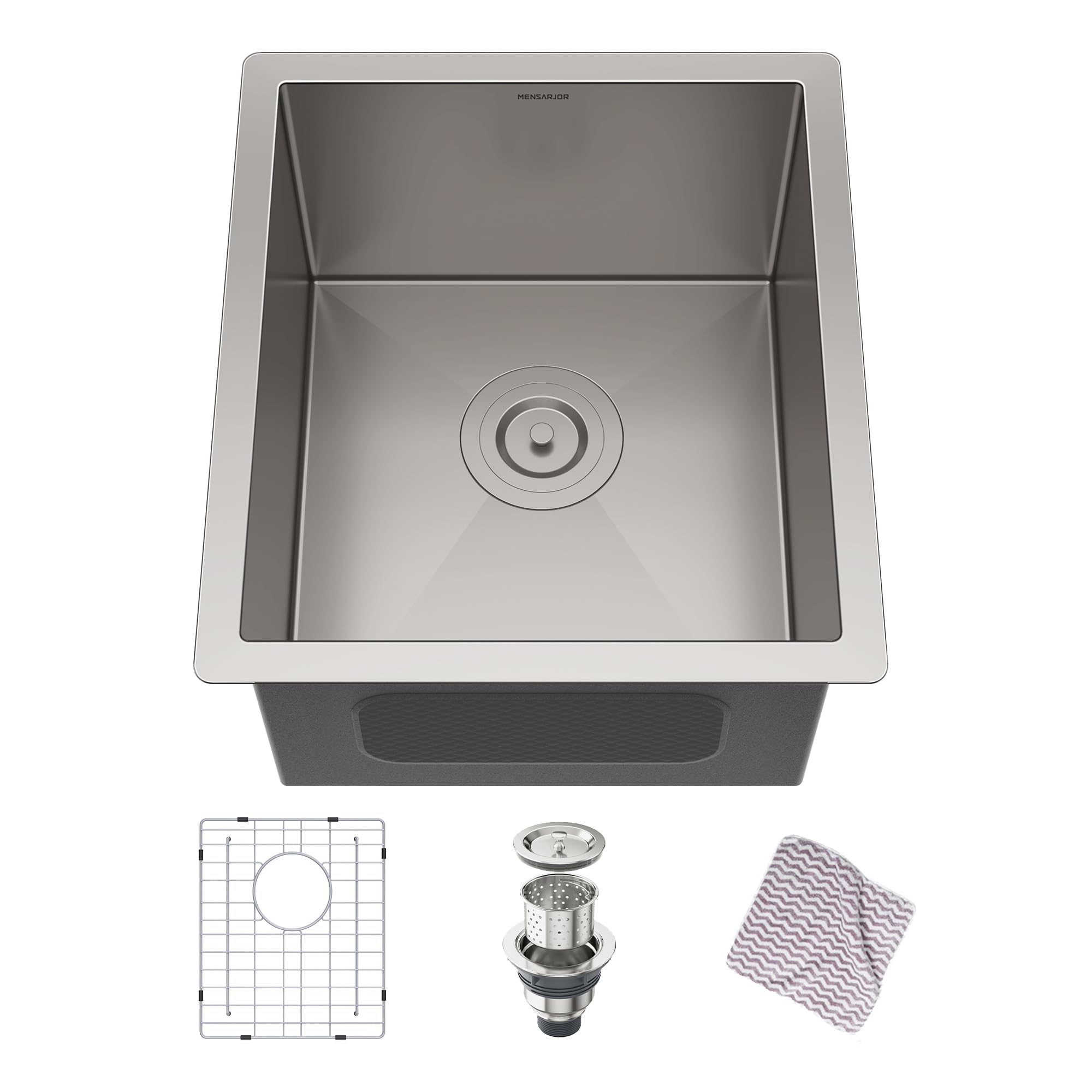 MENSARJOR 15 x 17 Inches 16 Gauge Stainless Steel Undermount Kitchen ...