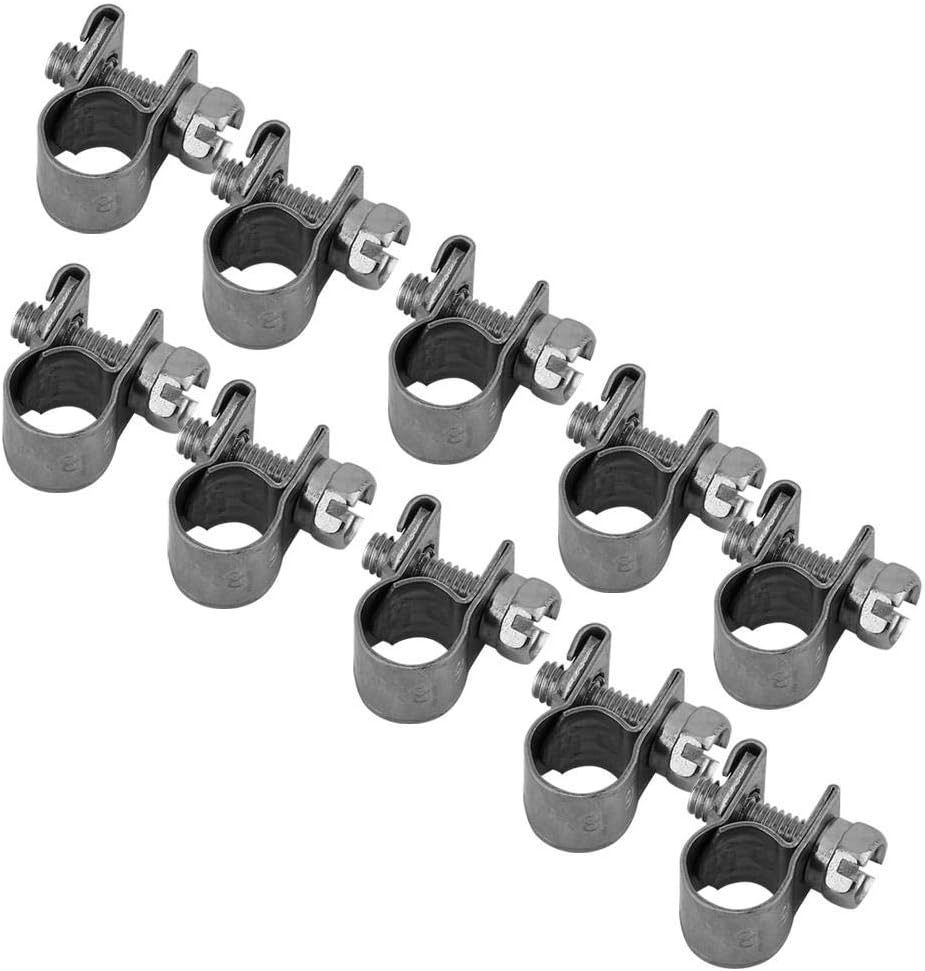 DEWIN Hose Clamp, Pack of 10 Stainless Steel Mini Fuel Line Pipe Hose Clamp 6 mm - 20 mm Optional Size (6-8 mm)