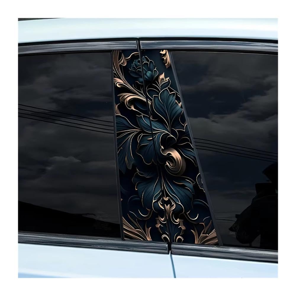 Bertdcx One Color Floral Pattern Car Sticker Waterproof Scratch Resistant Auto Parts