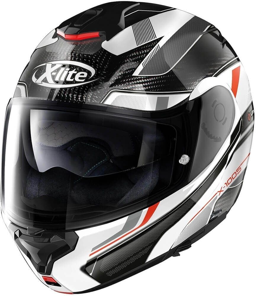 NolanX-Lite X-1005 Ultra Carbon Powertrain 037 N-Com Flip-Up Helmet Black/White/Grey - Large