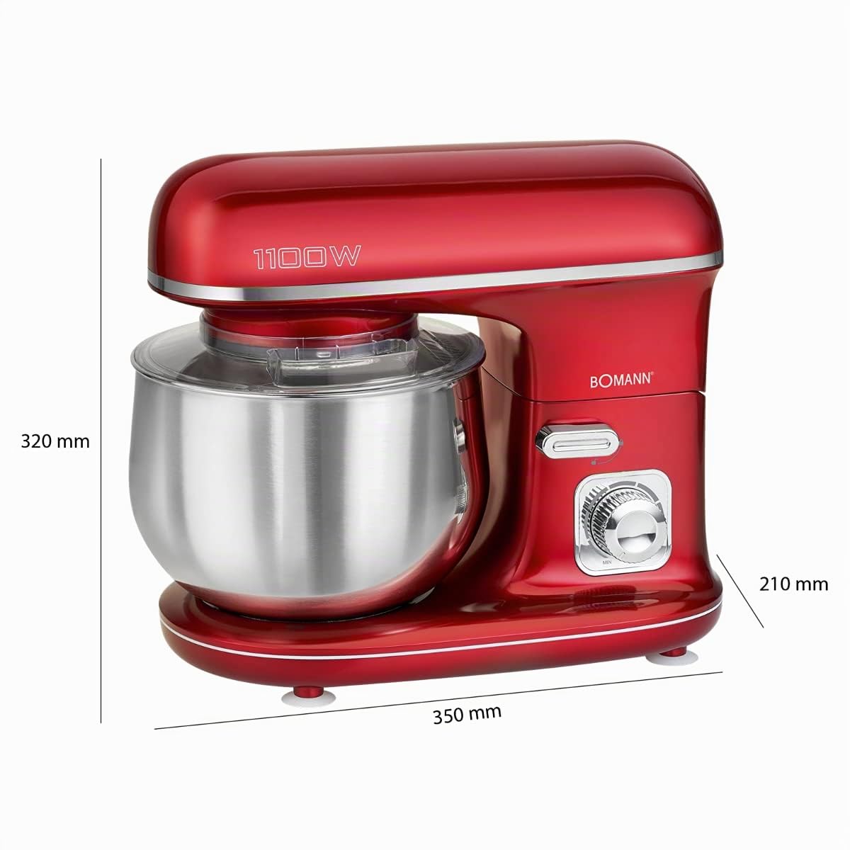 Robot de repostería - Amasadora de pan - Robot amasador - Robot de repostería profesional - Robot multifunción Bomann KM6010CB Robot amasador 1100 Watts Batidora/Amasadora/Batidora 5 Litros Rojo