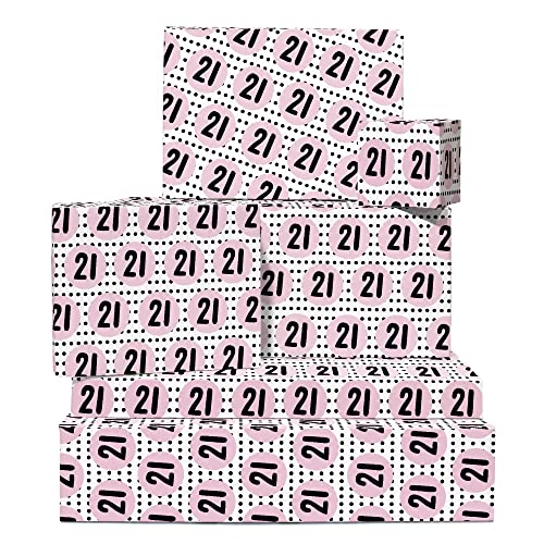 Papier cadeau rose 21 ans anti-déchirure Central 23, emballage opaque avec autocollants drôles