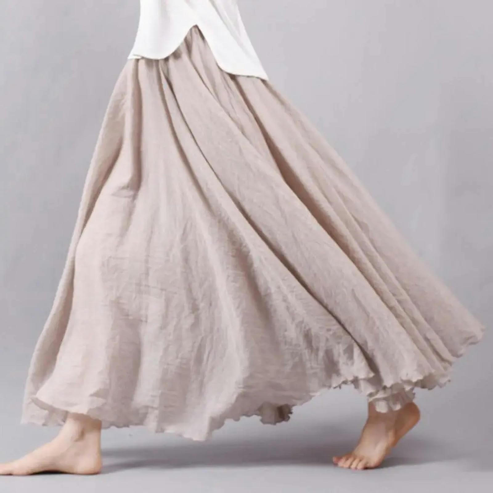 Gonna Lunga Donna Gonna in Vita Elastica in Vita Elastica Maxi Gonna Gonfie Lunghe da Donna con Orlo Fluido