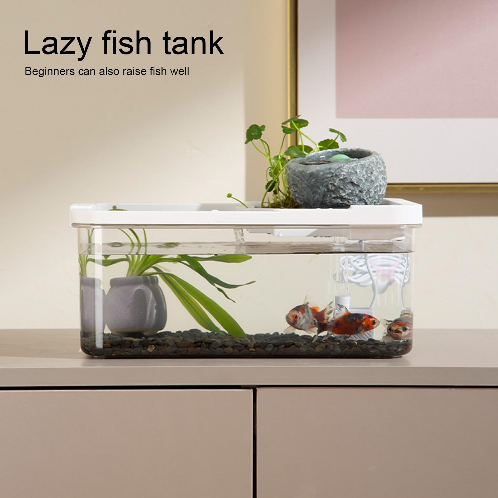 Akwarium, mały, cichy krajobraz z oświetleniem LED i pompą, akwarium do salonu, do Aquaponics, szpitala, półki, krewetki, rafy meduzy