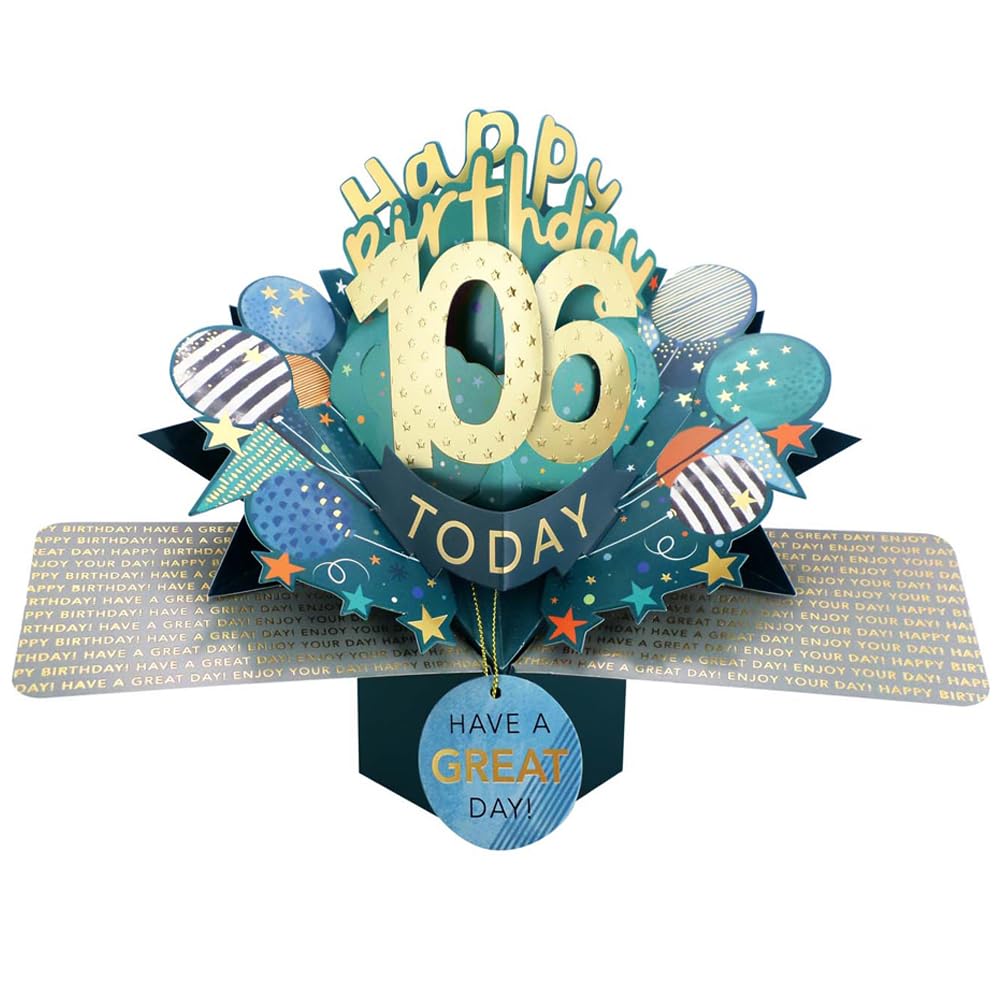 106 Today Happy 106th Birthday Pop-Up Greeting Card Love Kate's Pop Up Cards Him Design POP237MC106 โ image 1