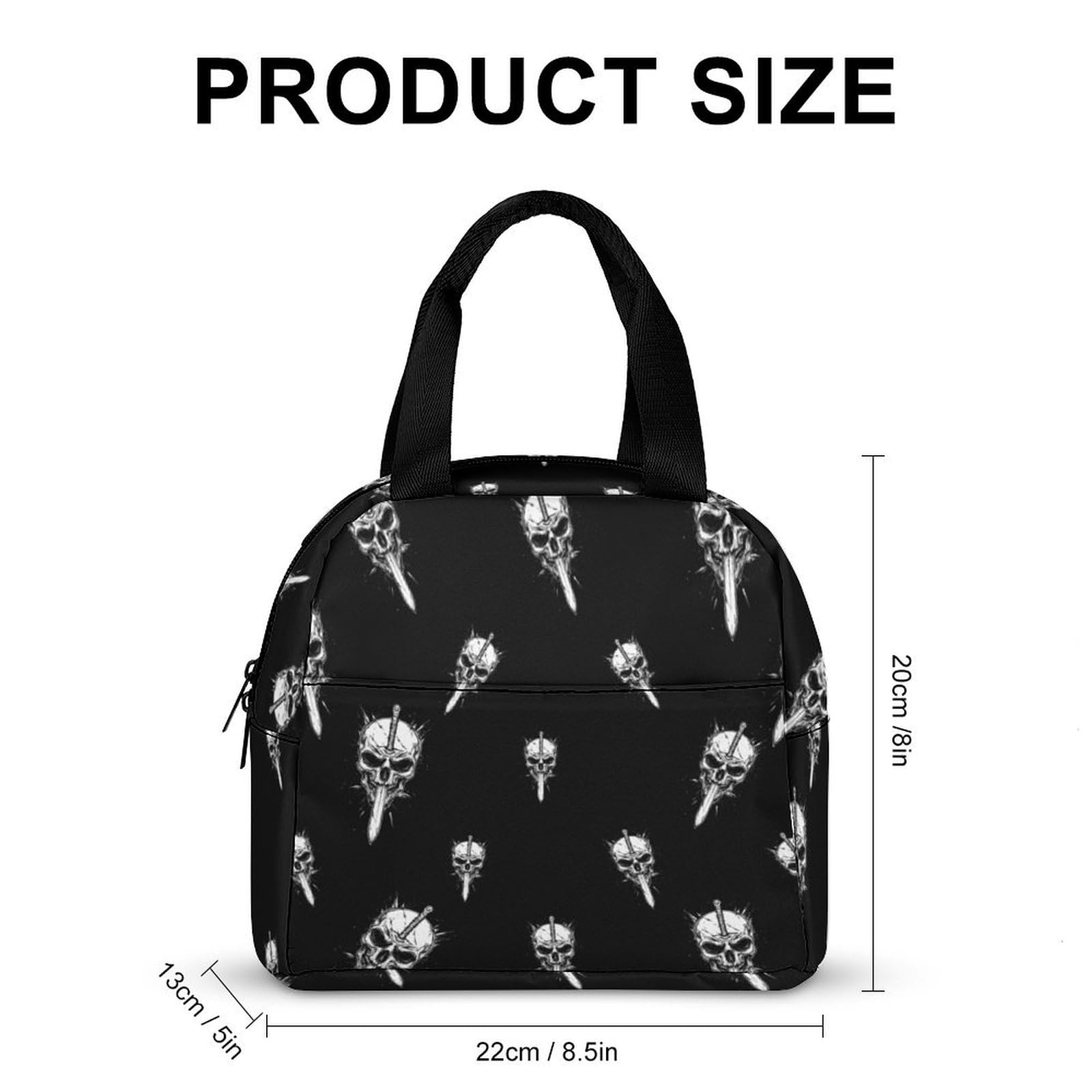 Skull with A Kni-ef Lunch Bag for Women Men Adult Handle Insulated Container Tote Lunch-Box