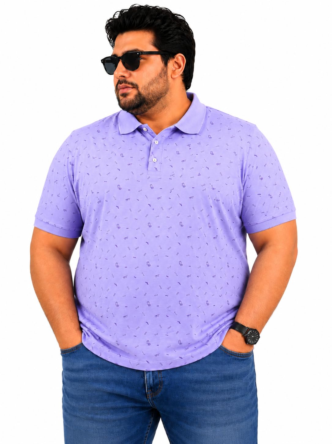 Men's Printed Polo T-Shirt | Cotton Blend Half Sleeve Collar Neck Casual Wear | Regular, Plus & Big Size | S-10XL | Lavender-picture-14