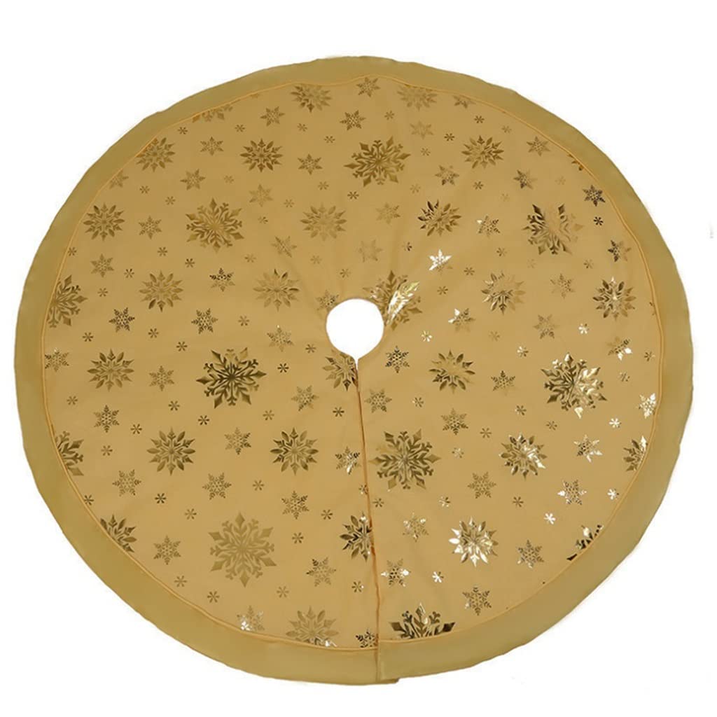 Tappeto Albero di Natale, Gonna dell'albero di Natale 48 Pollici Xmas Tree Mat Tappeto Buon Decorazioni for la Famiglia Albero Natale Capodanno Festa Forniture(Gold)